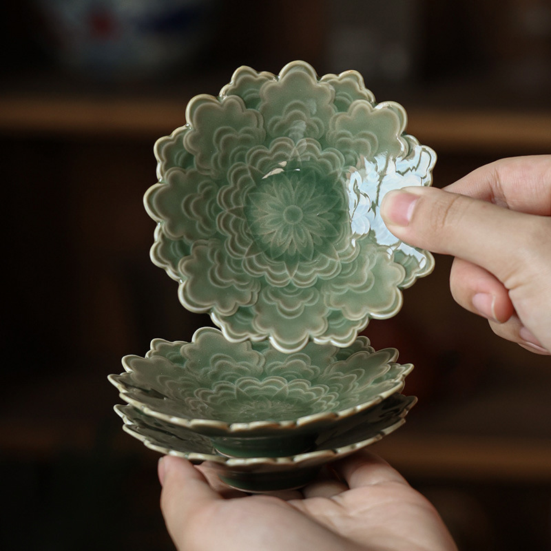 越窯青瓷茶杯墊茶托