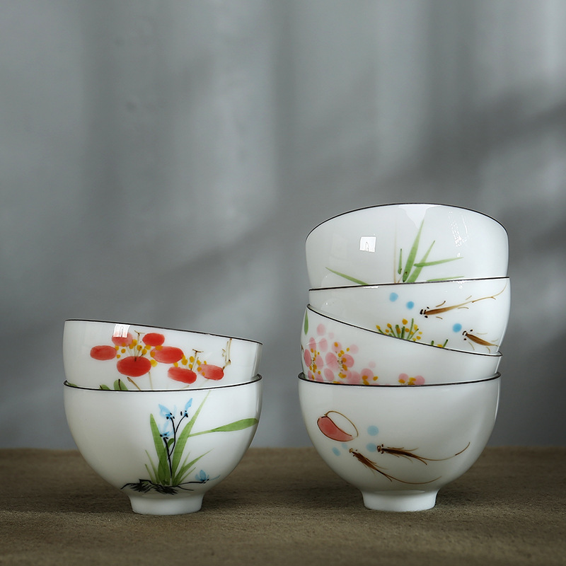 手繪白瓷茶杯套裝