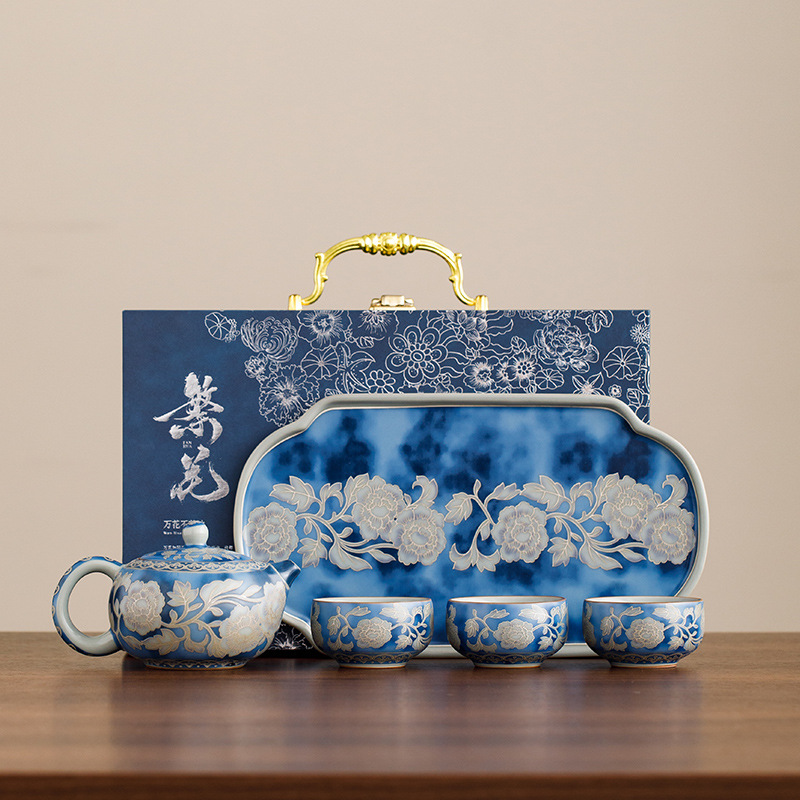 元青花西施壺一壺三杯套裝