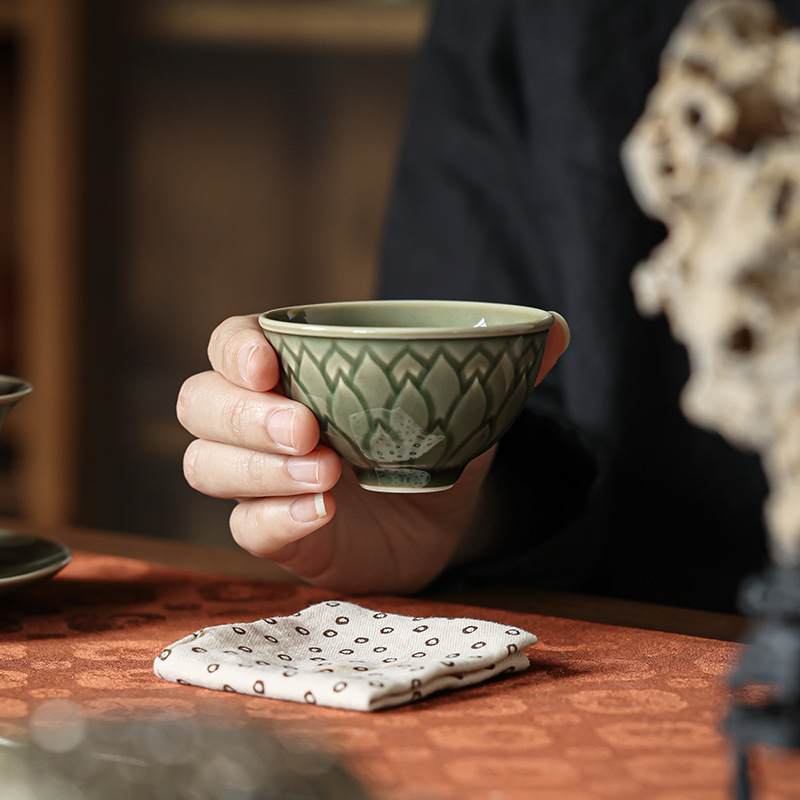 越窯青瓷圓足茶杯主人杯