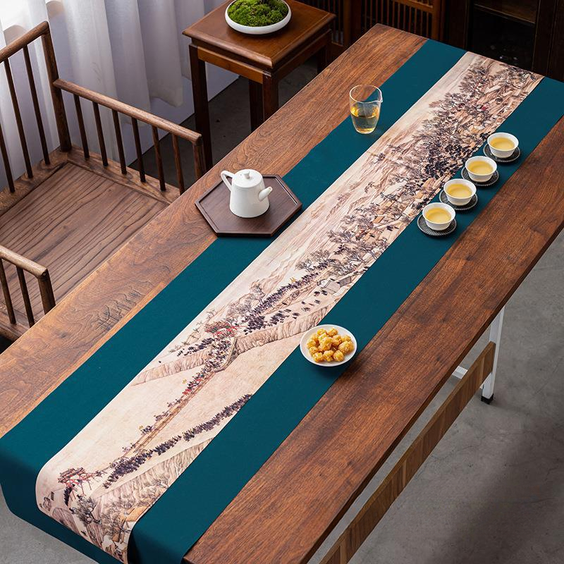 茶桌席墊禪意防水布藝茶巾桌旗墊