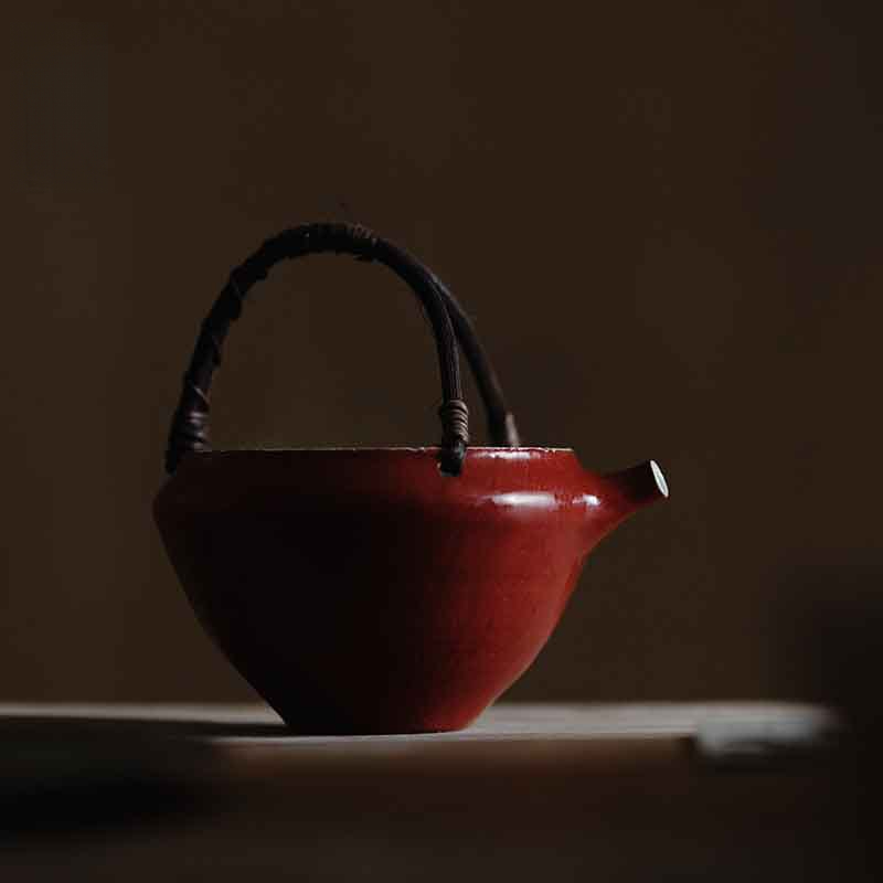 純手工日式粗陶竹編茶海