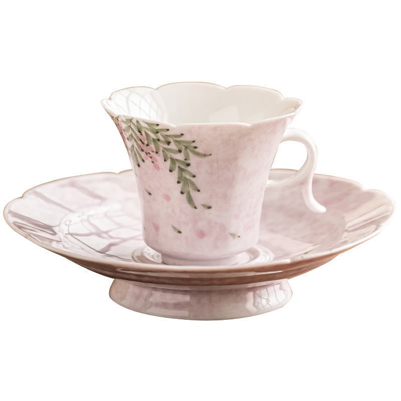 手繪紫藤花咖啡杯