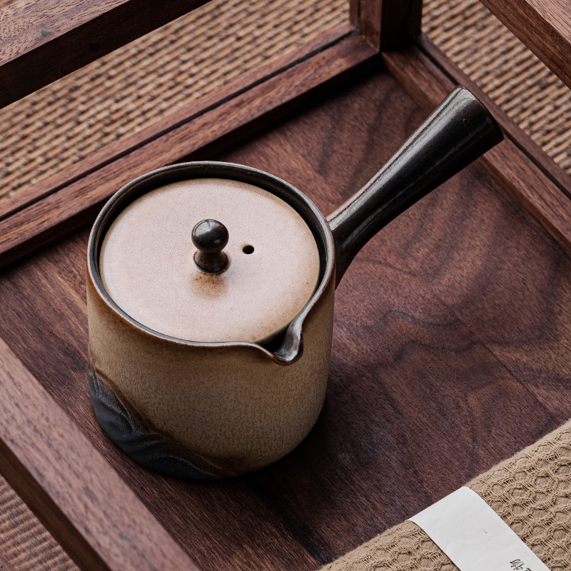 蒼山釉燒側把壺