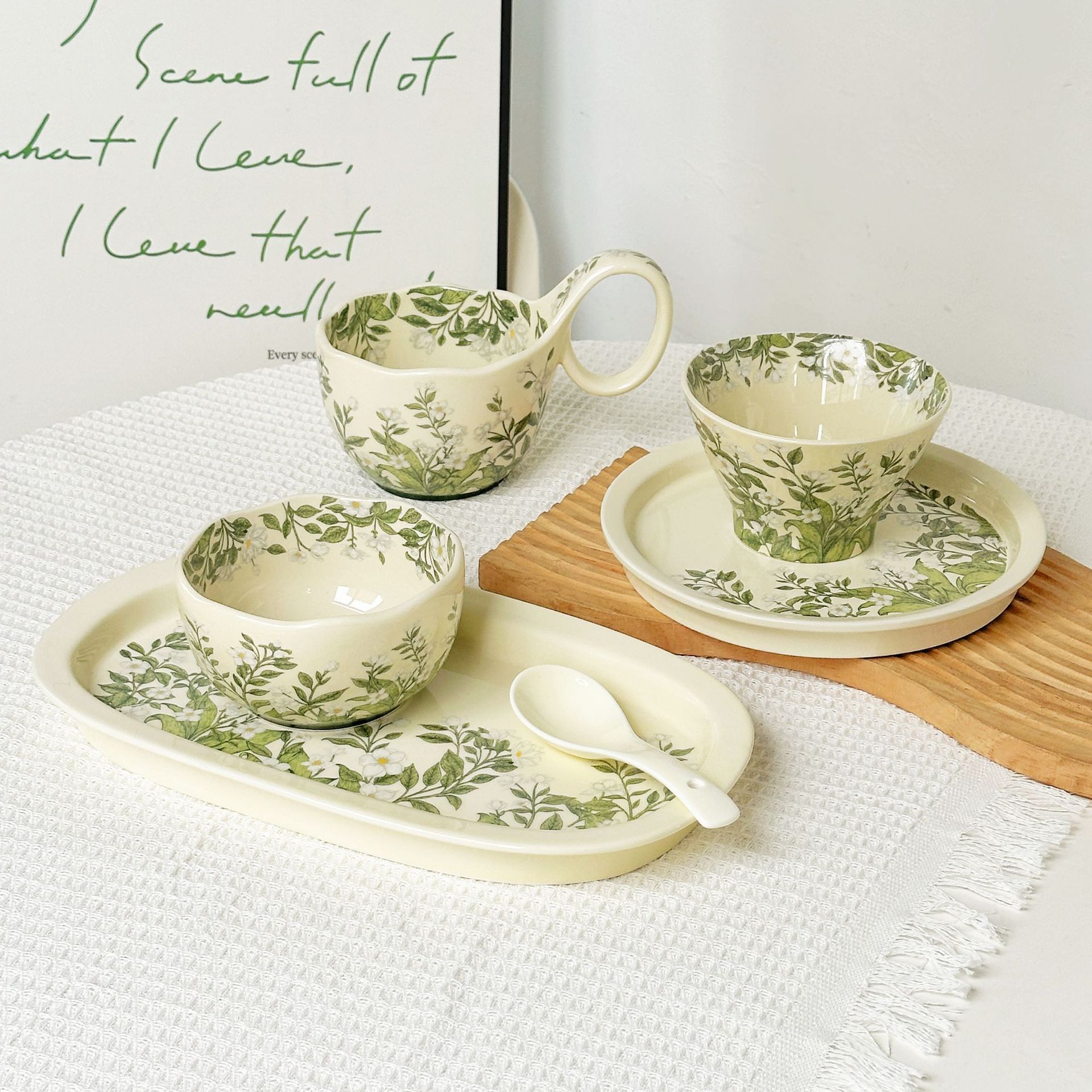 茉莉花六件套餐具套裝