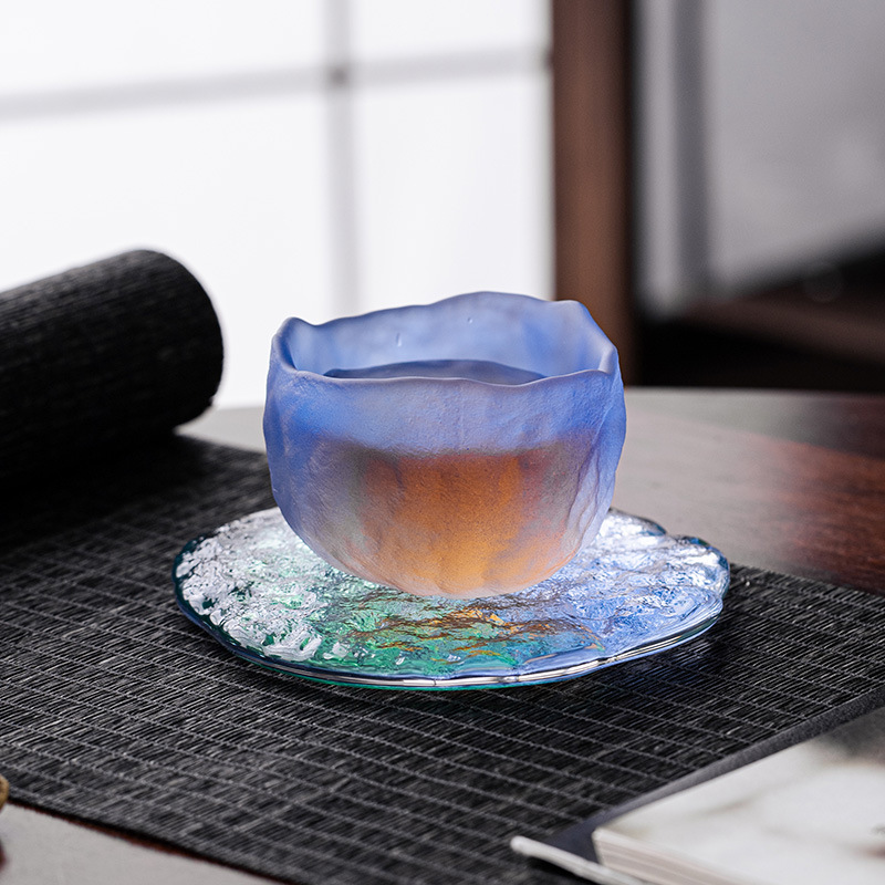 日式冰川藍綠清酒杯茶杯琉璃杯