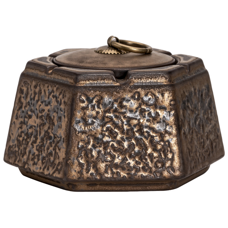 日式鎏金鐵釉煙灰缸