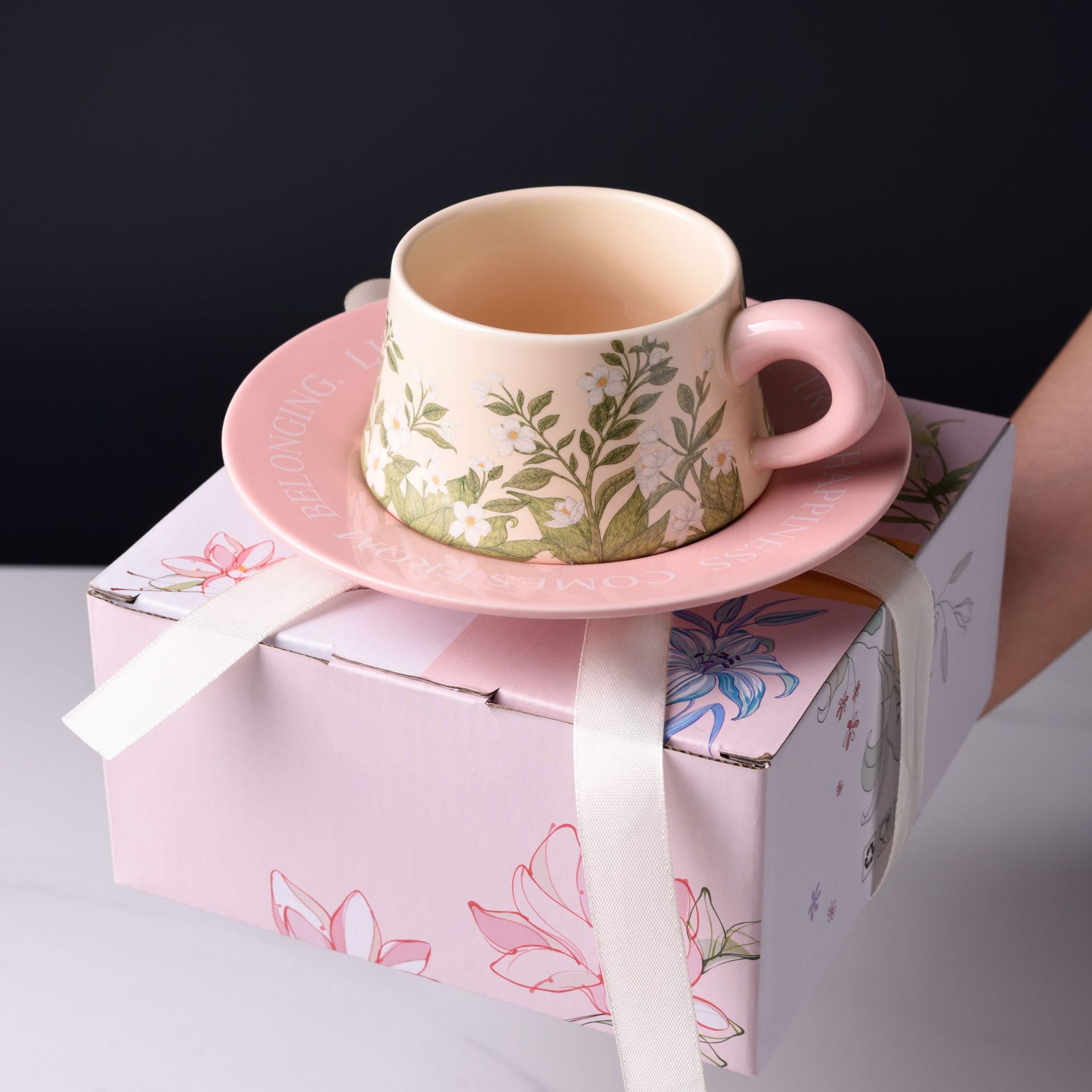 茉莉花咖啡杯碟禮盒包裝