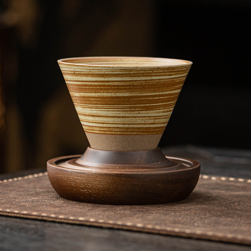 手作粗陶漏斗咖啡杯手