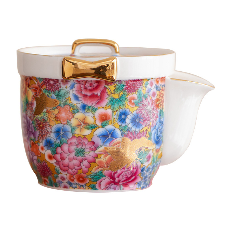 琺瑯彩萬花手抓壺寶瓶