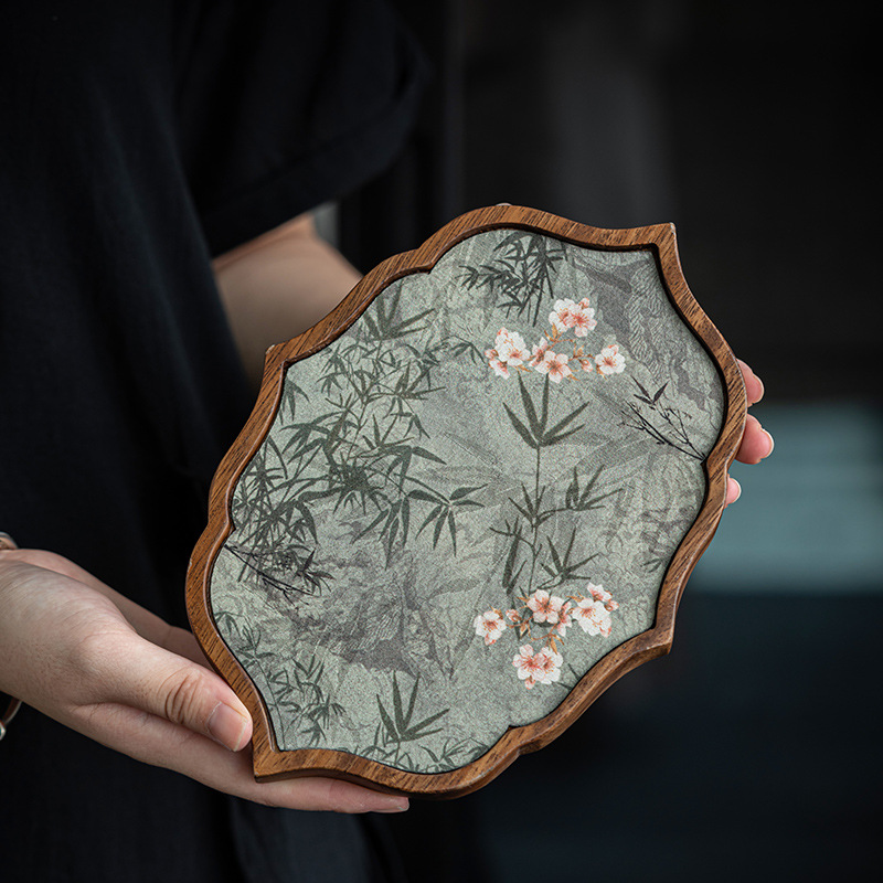 胡桃木復古風茶盤壺承