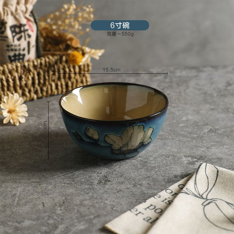 玉蘭花陶瓷餐具釉下彩飯碗湯碗套裝