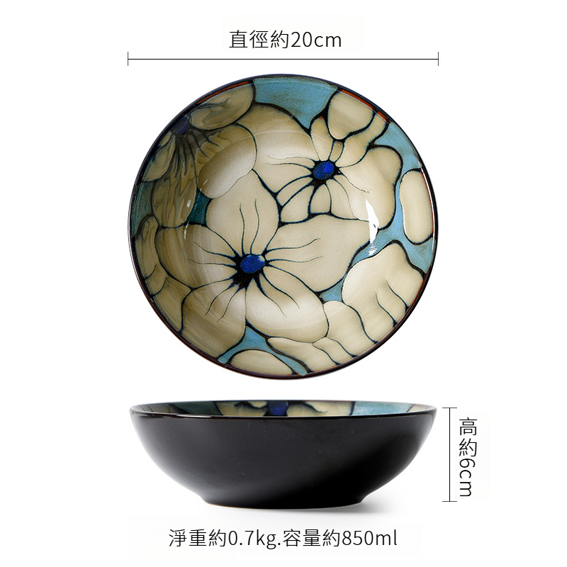 日式復古百合手繪碗盤