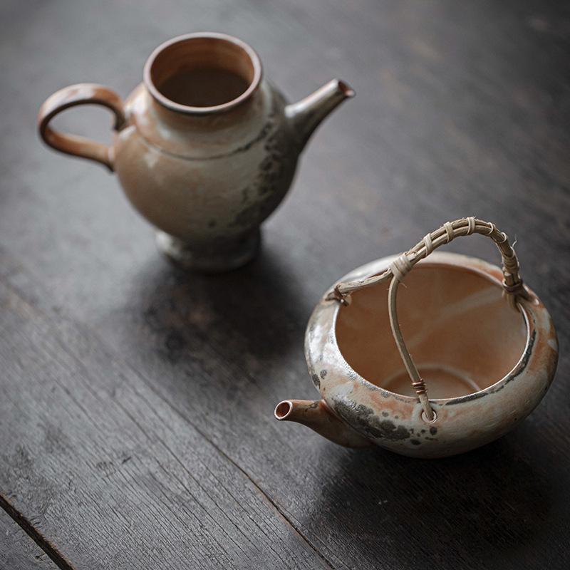 水墨柴燒窯變提梁壺