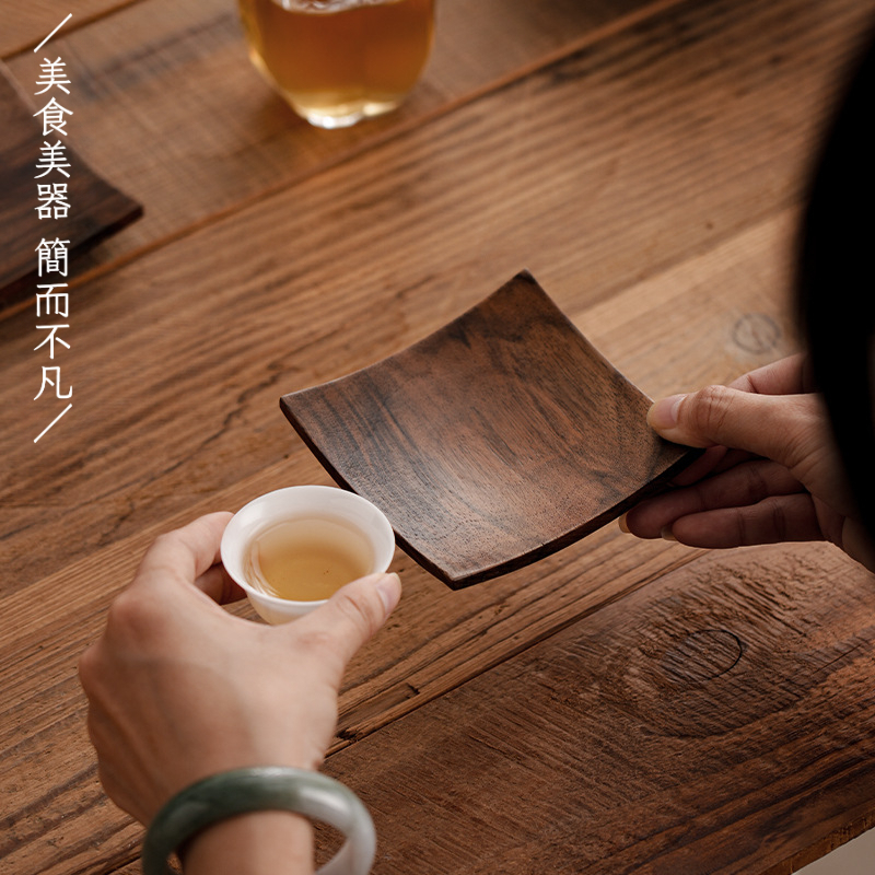黑胡桃木乾果盤茶杯墊