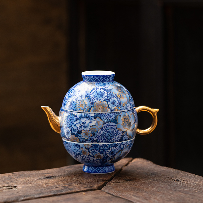 鎏金繁花宮燈旅行茶具