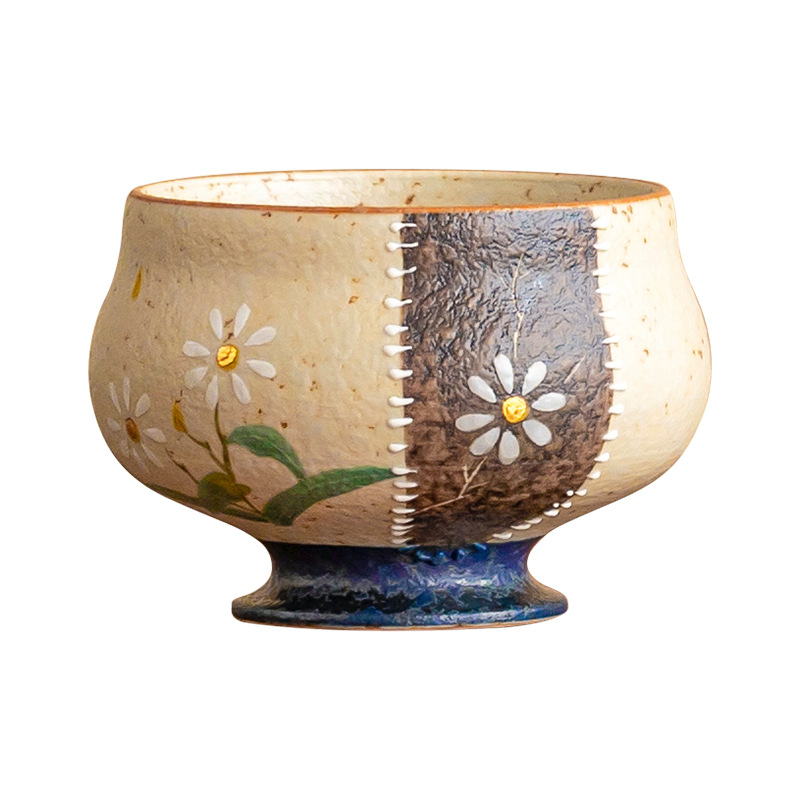 青花火石紅高足禪定杯