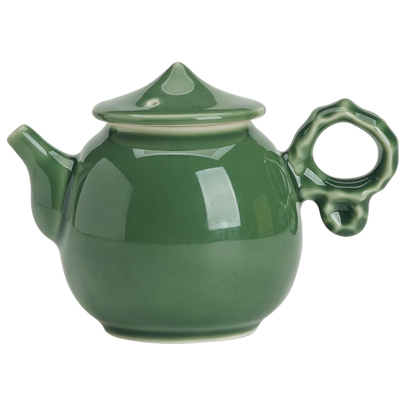 青璃釉手工陶瓷斗笠壺