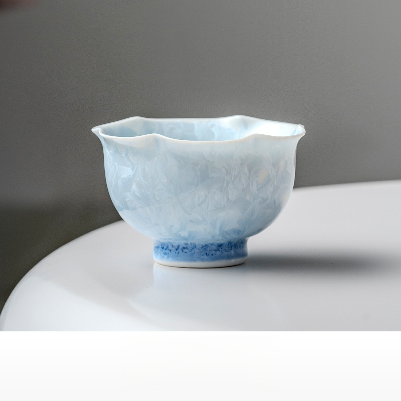 結晶釉窯變花口主人杯單杯