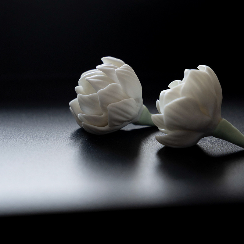 手捏陶瓷摩力花茶香插擺件擱筆架