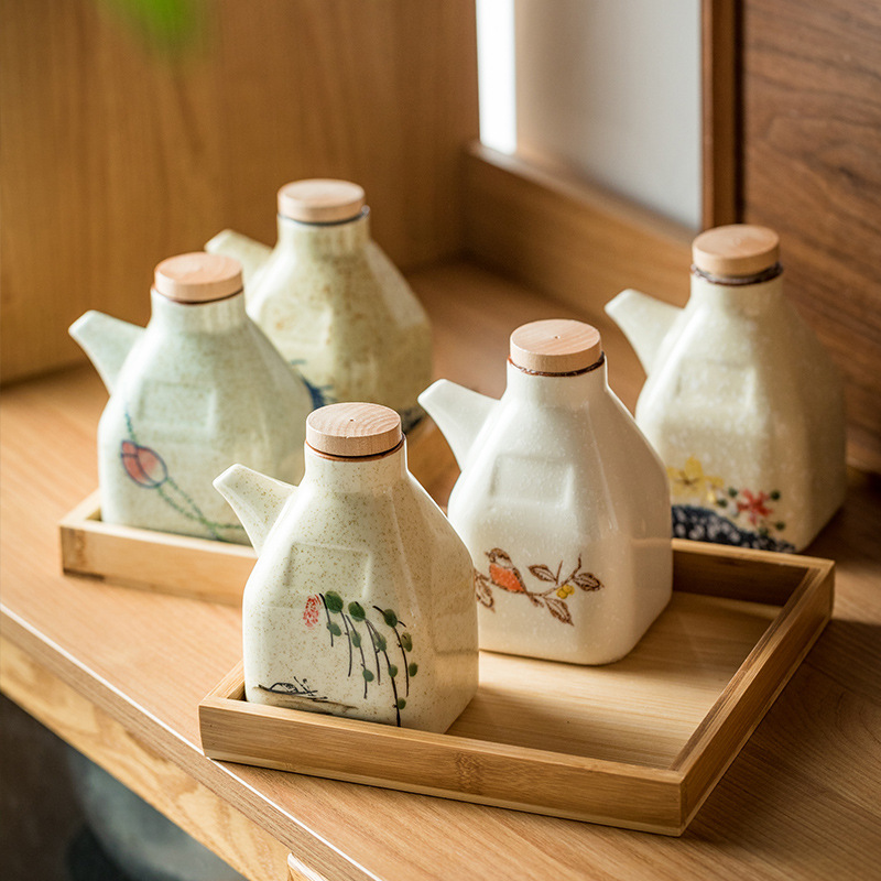 日式陶瓷清彩油壺調料壺
