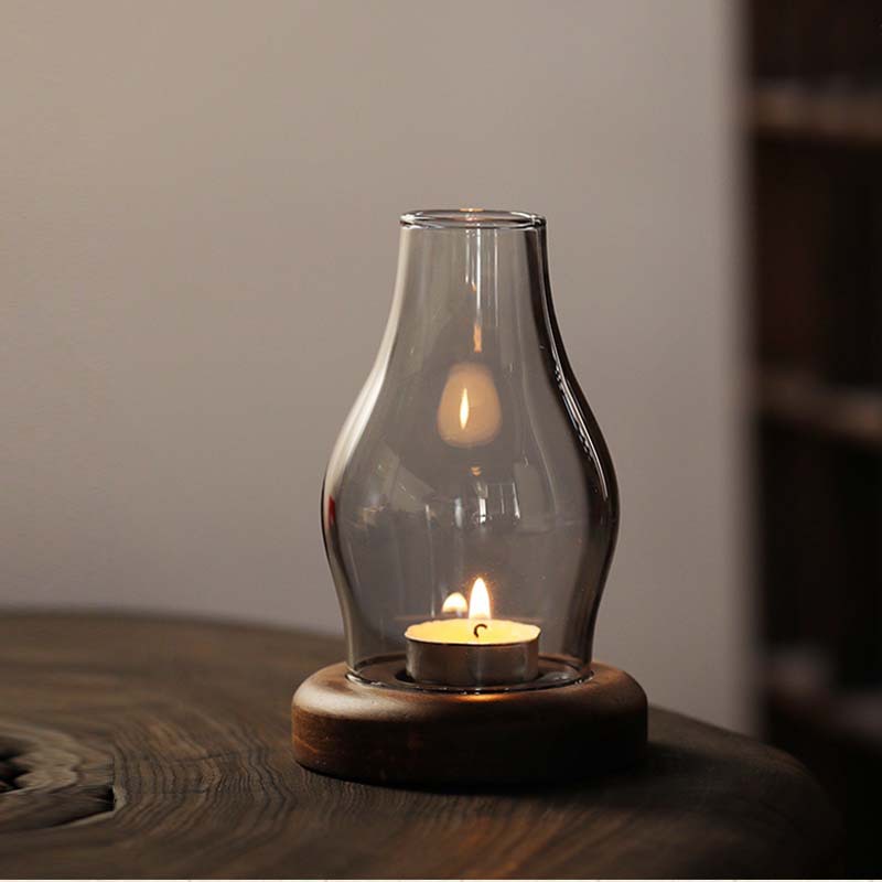 海棠柚木復古燭臺