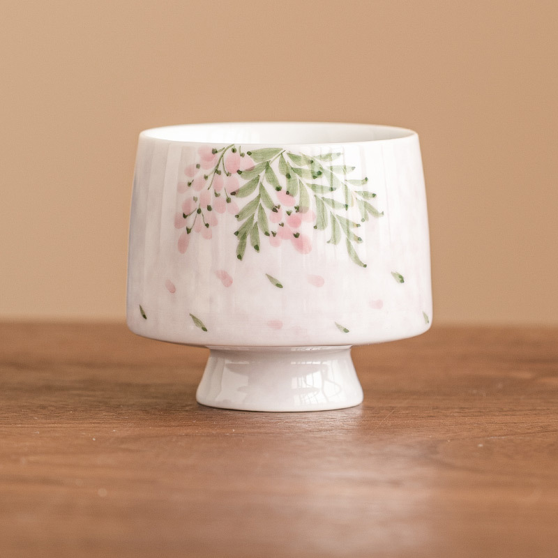 手繪紫藤花高足杯