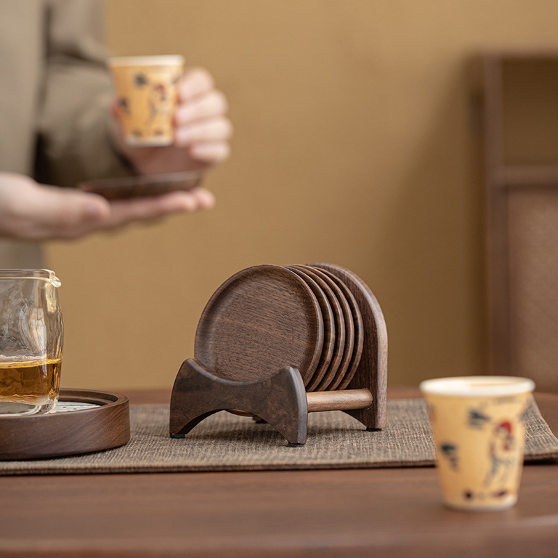 黑胡桃木茶杯墊