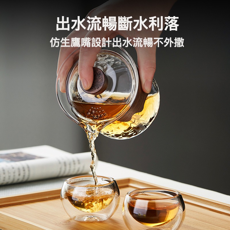 滄海玻璃蓋碗防燙手抓壶