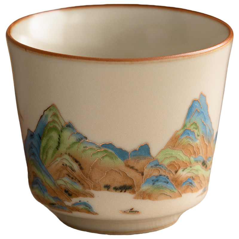 汝窯復古千里江山茶杯