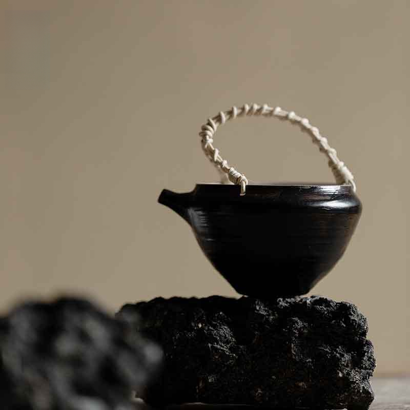 純手工日式粗陶竹編茶海