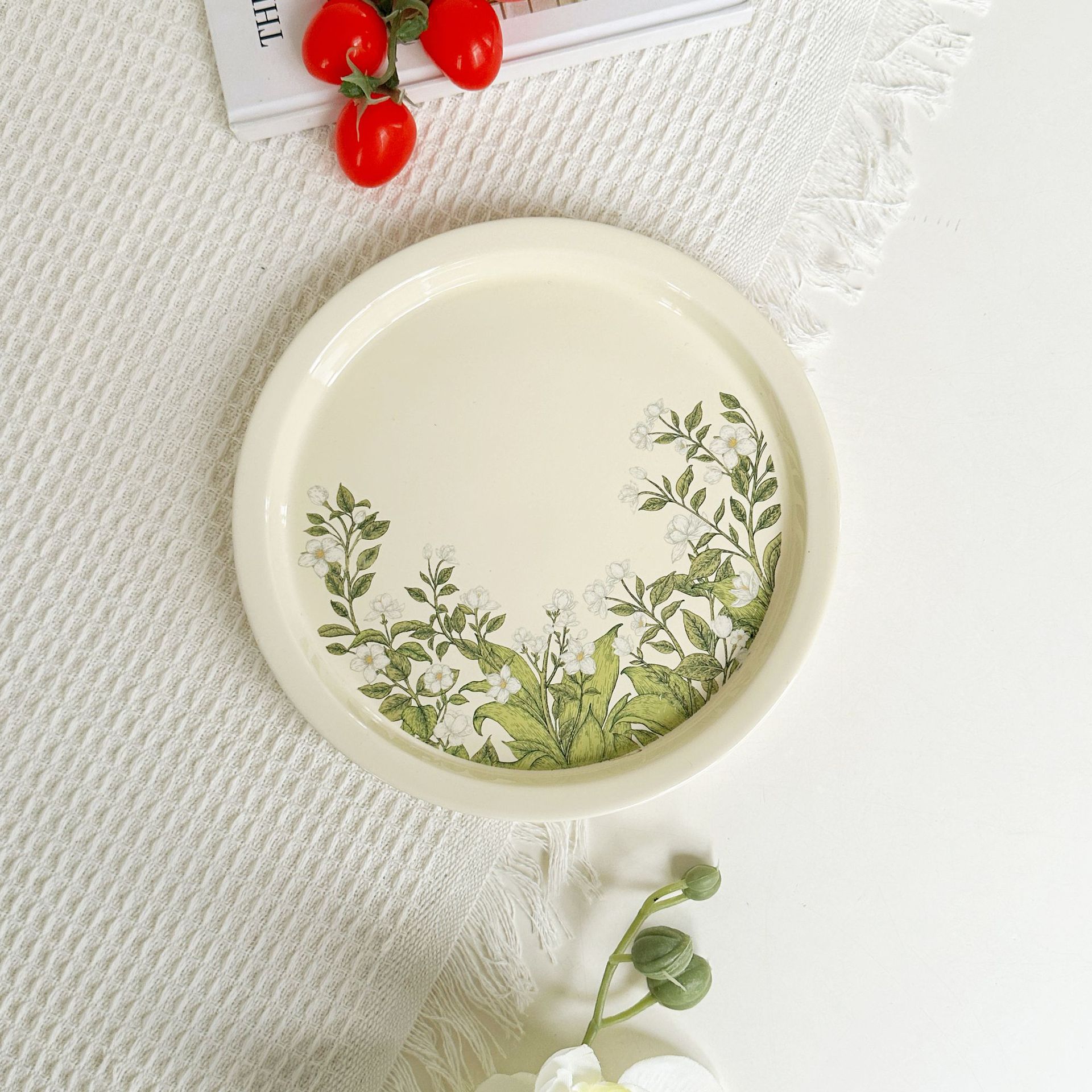 復古花卉8英吋陶瓷湯盤