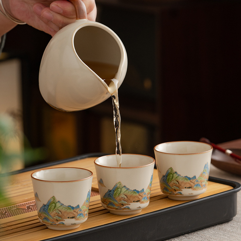 汝窯復古千里江山茶杯