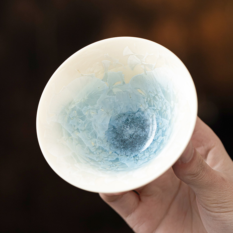 結晶釉湖綠斗笠杯