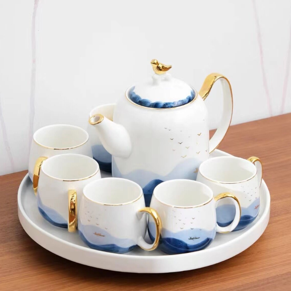 水墨陶瓷涼水杯