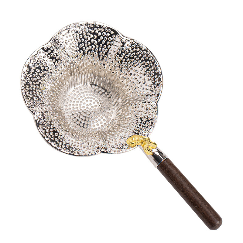 手工錘紋鎏銀小金魚茶濾