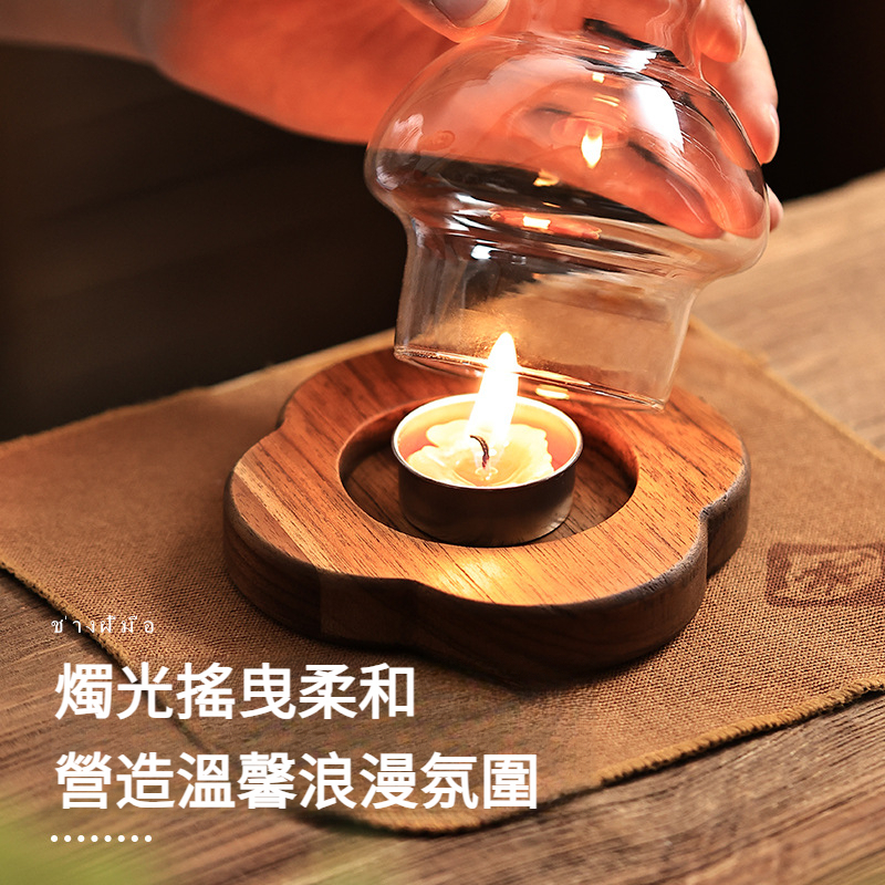 海棠柚木復古燭臺