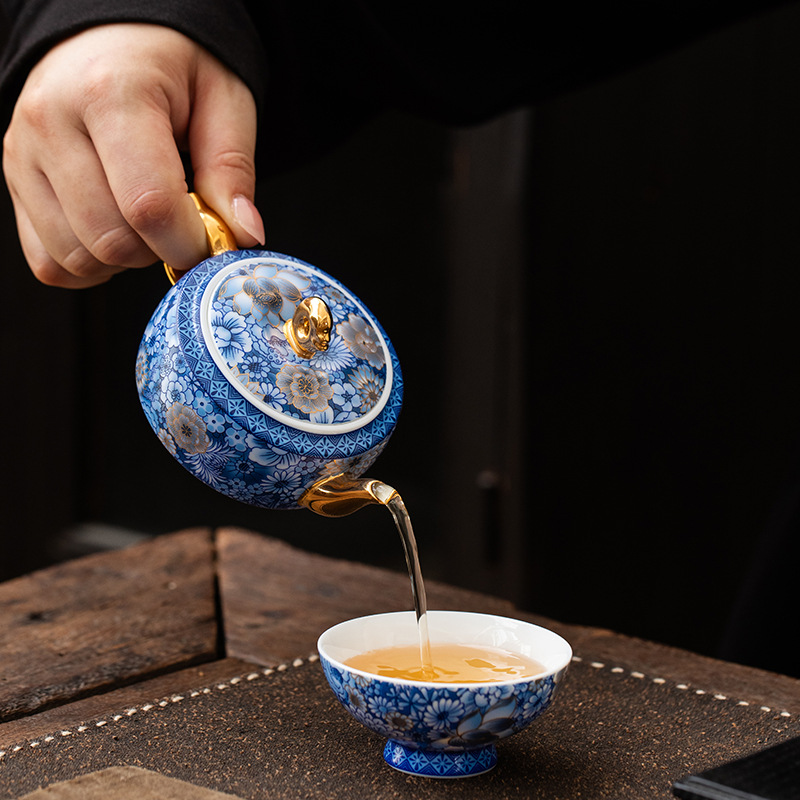 鎏金繁花宮燈旅行茶具