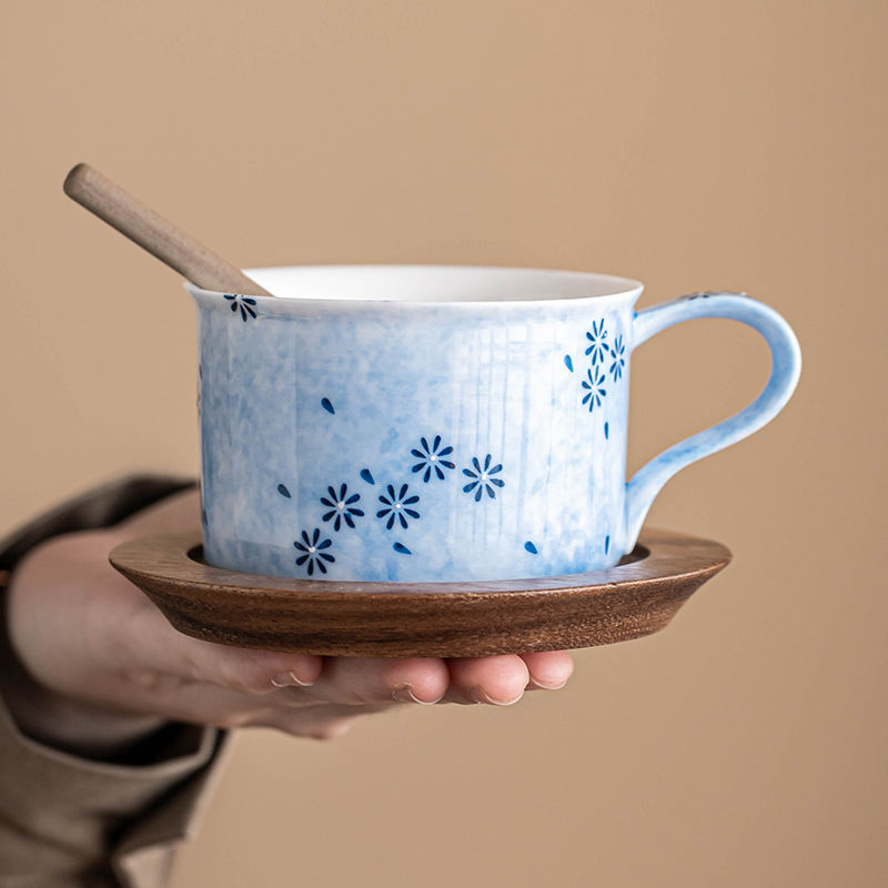 灑藍雛菊陶瓷咖啡杯碟