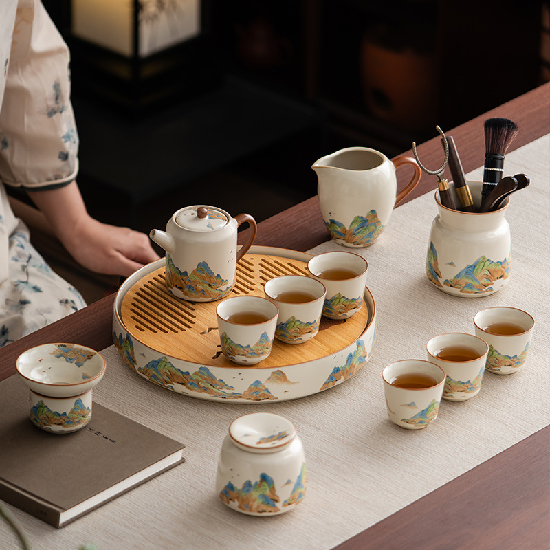 汝窯千裡江山輕奢茶具套裝