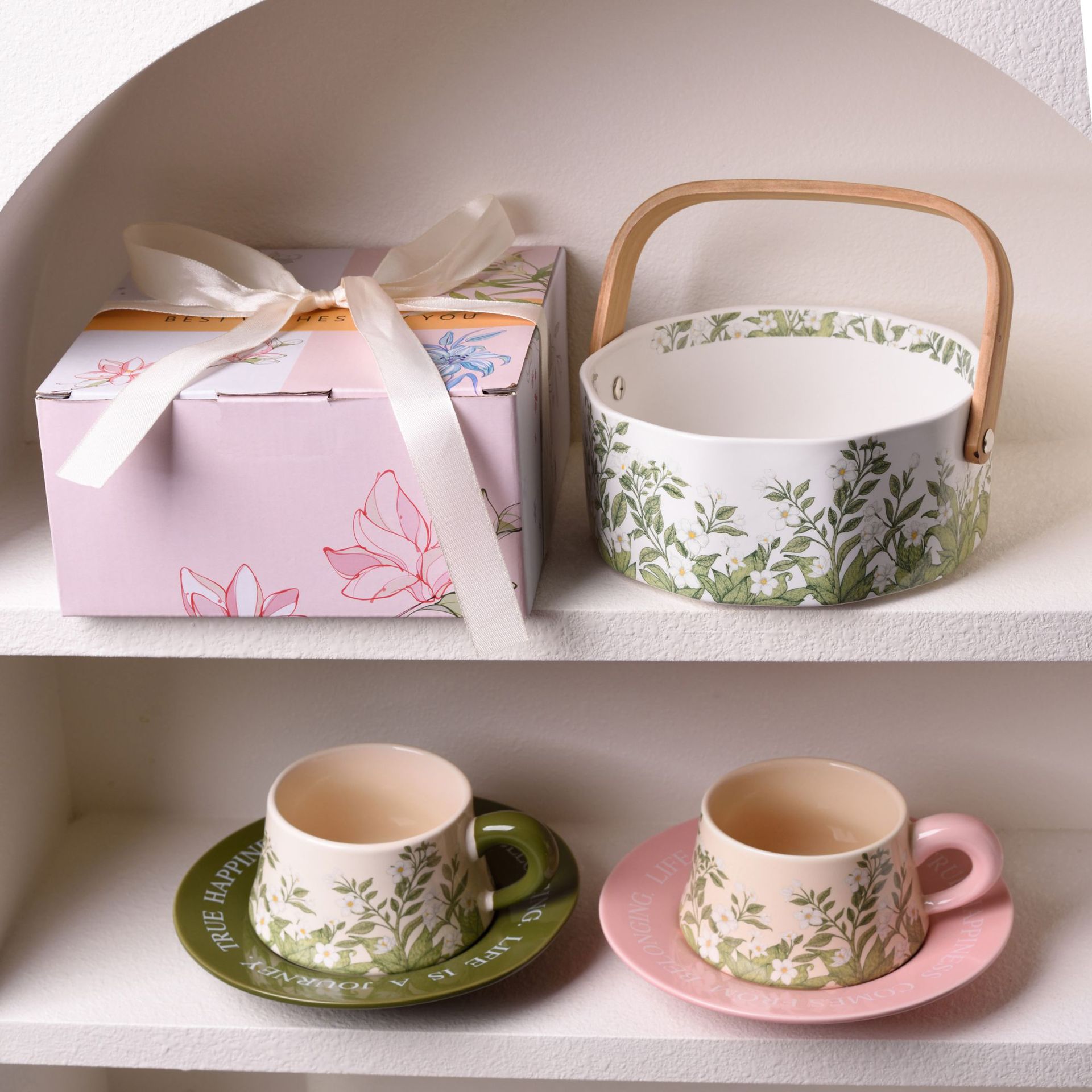 茉莉花咖啡杯碟禮盒包裝