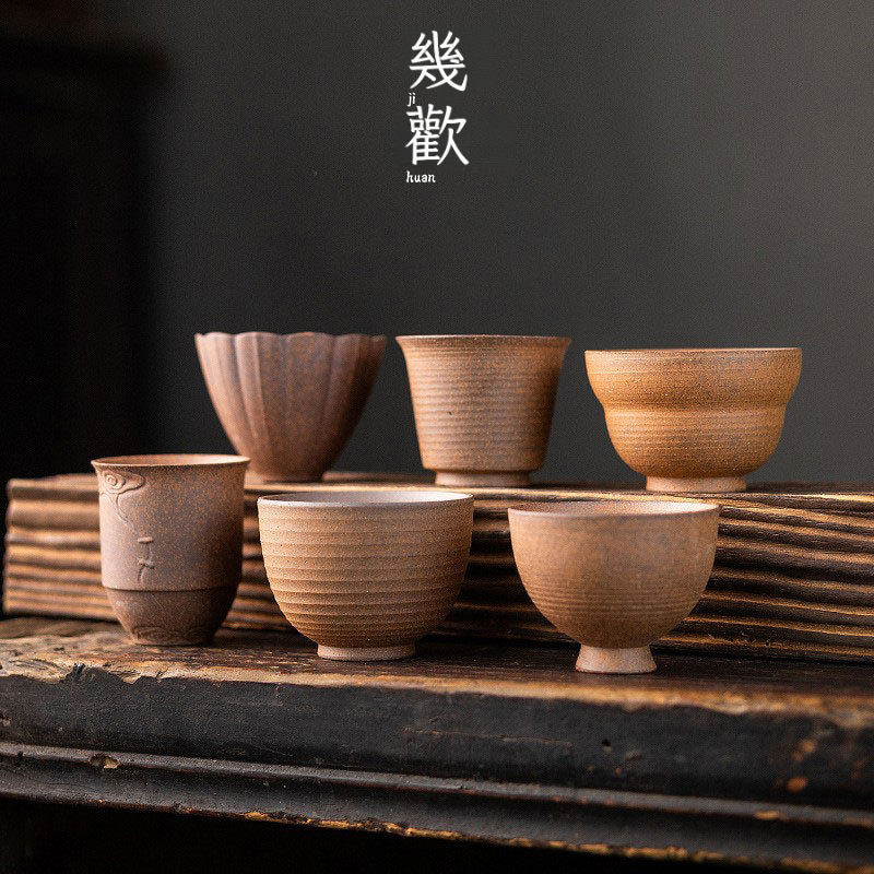 手工粗陶復古茶杯