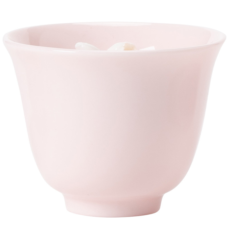 桃粉捏花茶杯品茗杯