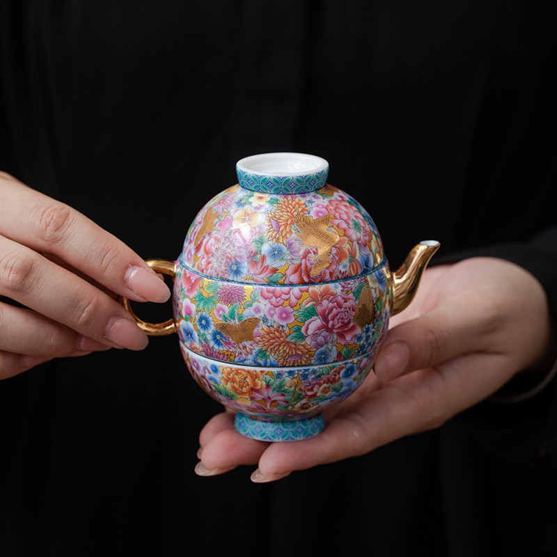 高顏值琺瑯彩宮燈旅行茶具