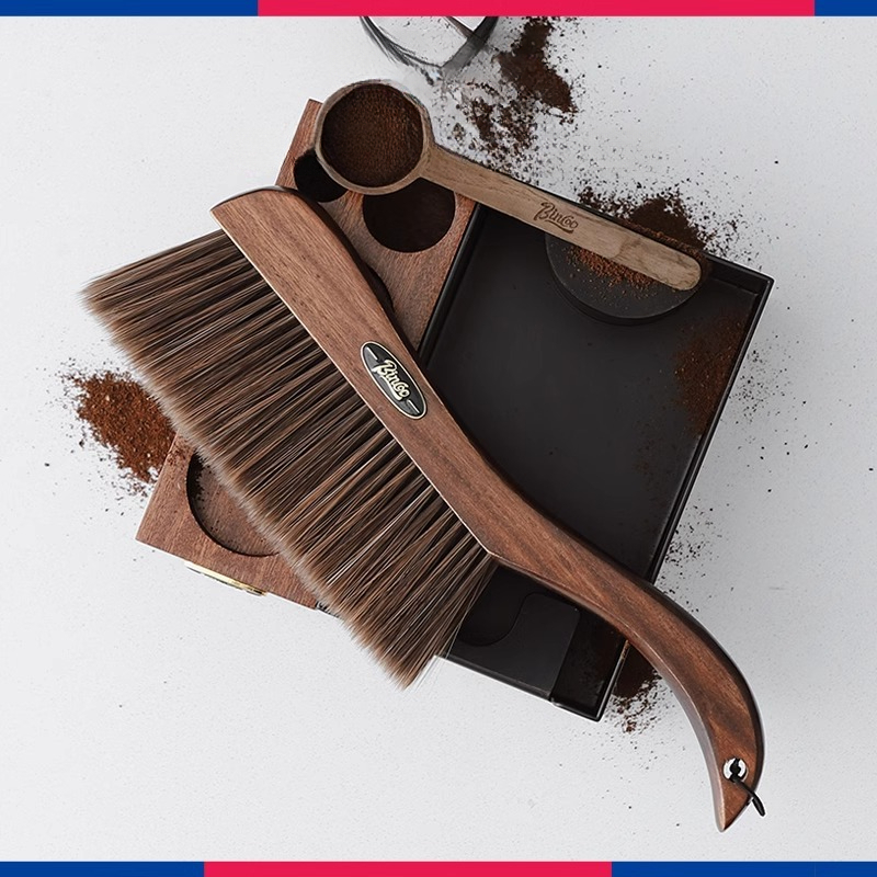 咖啡吧檯桌面清潔毛刷檀香木掃把清潔咖啡粉掃帚神器可掛起