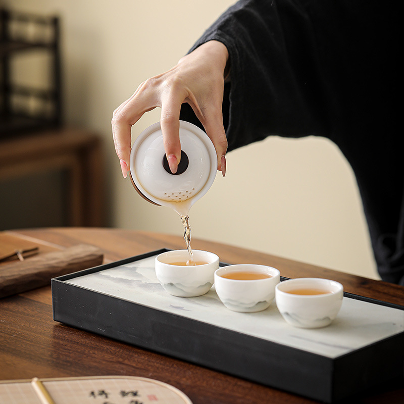 水墨白瓷遠山茶具套裝