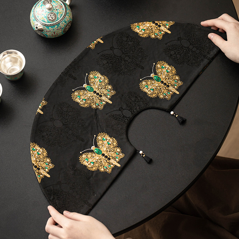 黑金蝴蝶扇形茶席