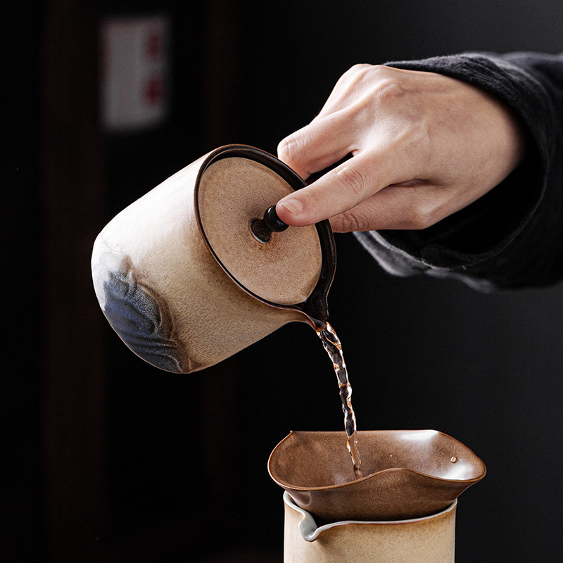 蒼山釉燒側把壺