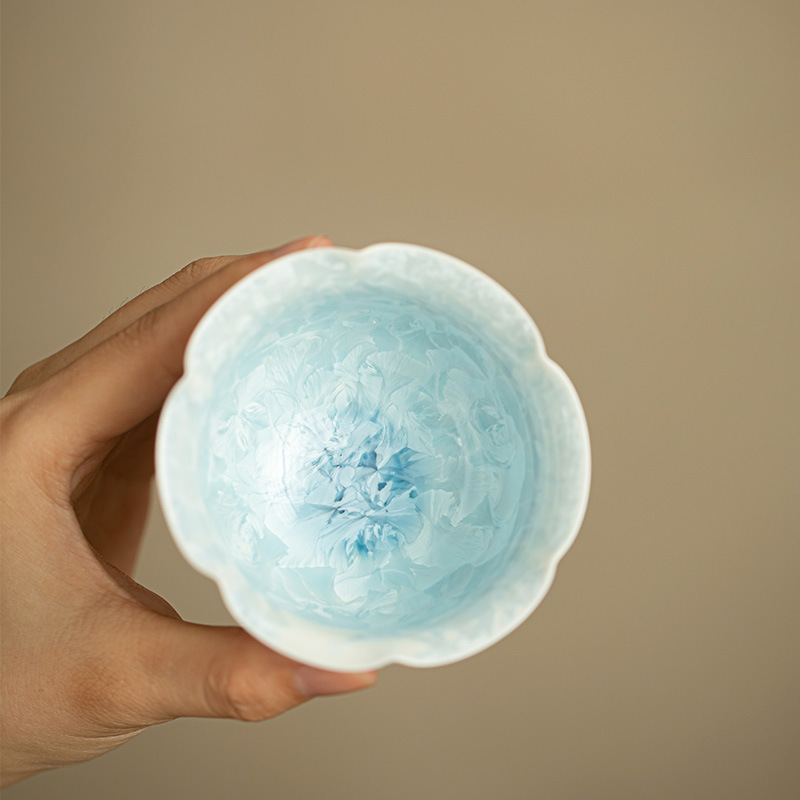 結晶釉花口杯