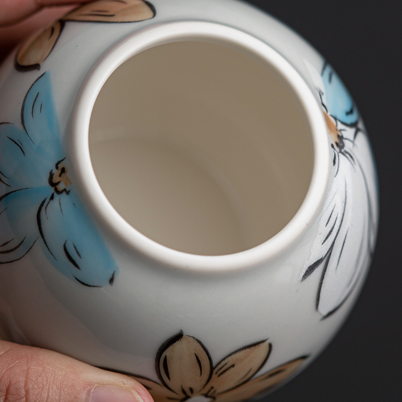 冰灰漫花陶瓷茶葉罐